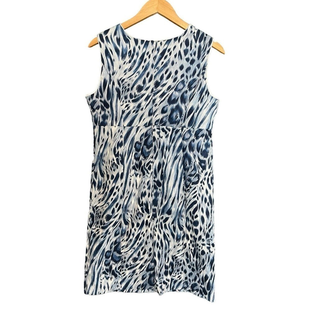 Courtenay Leopard Sheath Dress Blue Size 12 Sleeveless NWT - Picture 5 of 8
